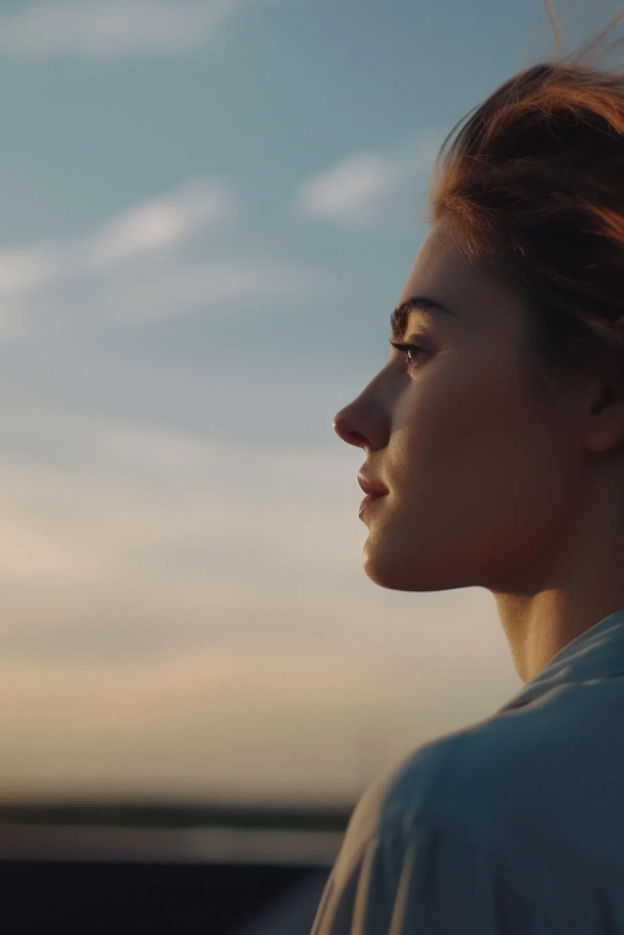 Woman looking into distance Looking towards brighter future Financial Planning